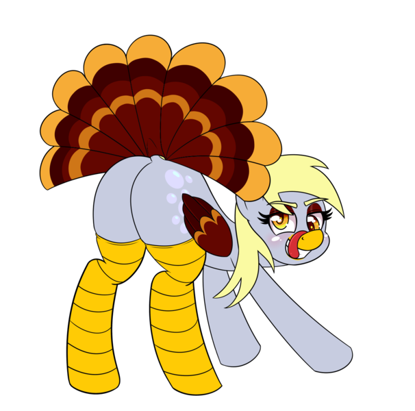 Size: 1280x1268 | Tagged: suggestive, artist:outofworkderpy, derpibooru import, derpy hooves, pegasus, pony, ass up, butt, female, holiday, mare, plot, presenting, simple background, solo, solo female, thanksgiving, transparent background