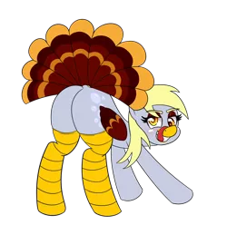 Size: 1280x1268 | Tagged: suggestive, artist:outofworkderpy, derpibooru import, derpy hooves, pegasus, pony, ass up, butt, female, holiday, mare, plot, presenting, simple background, solo, solo female, thanksgiving, transparent background