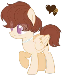 Size: 2192x2660 | Tagged: safe, artist:browniepawyt, derpibooru import, oc, oc:sweet crumbles, pegasus, pony, eye clipping through hair, female, jewelry, mare, necklace, pearl necklace, raised hoof, simple background, solo, transparent background