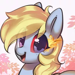 Size: 2500x2500 | Tagged: safe, artist:mirroredsea, derpibooru import, oc, unofficial characters only, pegasus, pony, bust, commission, eye clipping through hair, female, heterochromia, looking at you, mare, portrait, red eye, smiling, solo