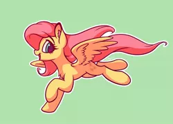 Size: 700x500 | Tagged: safe, artist:lollipony, derpibooru import, fluttershy, pegasus, pony, chest fluff, cute, ear fluff, female, green background, looking at you, mare, shyabetes, simple background, smiling, solo, spread wings, wings
