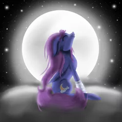 Size: 800x800 | Tagged: safe, artist:auroraswirls, derpibooru import, oc, oc:honeymoon, unofficial characters only, pegasus, pony, cloud, eyes closed, female, full moon, looking up, mare, moon, night, on a cloud, pegasus oc, solo, stars, wings