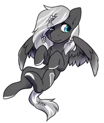 Size: 1007x1189 | Tagged: safe, artist:pomrawr, derpibooru import, oc, unofficial characters only, pegasus, pony, braid, colored hooves, eye clipping through hair, pegasus oc, simple background, smiling, solo, transparent background, underhoof, wings