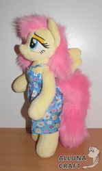 Size: 2073x3485 | Tagged: safe, artist:allunacraft, derpibooru import, fluttershy, anthro, pony, anthro plushie, bipedal, clothes, dress, irl, photo, plushie, solo