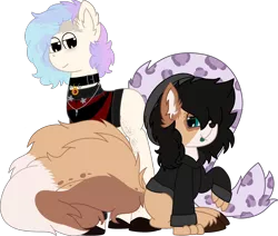 Size: 2504x2122 | Tagged: safe, artist:finnythewolfie, derpibooru import, oc, oc:finn, oc:max, earth pony, hybrid, original species, wolf, wolf pony, 2020 community collab, derpibooru community collaboration, couple, leonine tail, oc x oc, shipping, simple background, transparent background