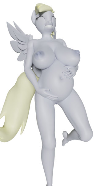 Size: 1080x1920 | Tagged: 3d, anthro, artist:extremespeed slowpoke, belly, big belly, blender, breasts, busty derpy hooves, derpibooru import, derpy hooves, eyes closed, female, happy, mare, nipples, nudity, pegasus, plantigrade anthro, pregnant, questionable, revamped anthros, revamped ponies, smiling, solo, solo female