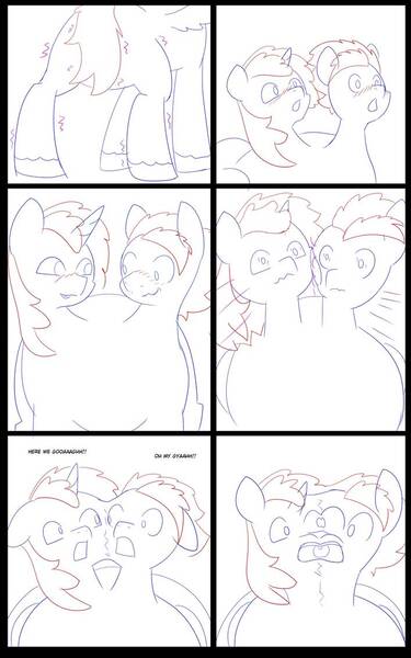 Size: 707x1131 | Tagged: safe, artist:chedx, author:bigonionbean, derpibooru import, oc, oc:fast hooves, oc:home defence, oc:king speedy hooves, clydesdale, pony, comic:the fusion flashback, blushing, butt, comic, commissioner:bigonionbean, confused, confusion, dialogue, flank, fusion, fusion:fast hooves, fusion:home defence, fusion:king speedy hooves, large butt, magic, panicking, plot, potion, sketch, sketch dump, swelling, thicc ass, wings extended