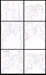 Size: 707x1131 | Tagged: safe, artist:chedx, author:bigonionbean, derpibooru import, oc, oc:fast hooves, oc:home defence, oc:king speedy hooves, clydesdale, pony, comic:the fusion flashback, blushing, butt, comic, commissioner:bigonionbean, confused, confusion, dialogue, flank, fusion, fusion:fast hooves, fusion:home defence, fusion:king speedy hooves, large butt, magic, panicking, plot, potion, sketch, sketch dump, swelling, thicc ass, wings extended