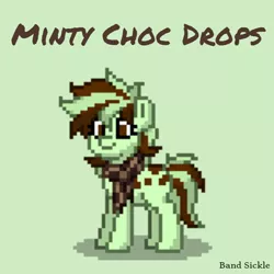 Size: 700x700 | Tagged: safe, artist:band sickle, derpibooru import, oc, oc:minty choc drops, ponified, unofficial characters only, earth pony, food pony, original species, pony, pony town, blank flank, clothes, cute, female, food, mare, original character do not steal, scarf, simple background, spots, stripes