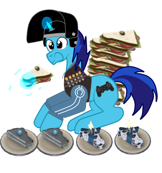 Size: 2000x2133 | Tagged: safe, artist:dialliyon, artist:susanzx2000, derpibooru import, oc, oc:dial liyon, unicorn, food, heavy weapons guy, sandwich, simple background, team fortress 2, transparent background