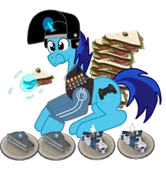 Size: 2000x2133 | Tagged: safe, artist:dialliyon, artist:susanzx2000, derpibooru import, oc, oc:dial liyon, unicorn, food, heavy weapons guy, sandwich, simple background, team fortress 2, transparent background