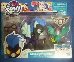 Size: 1825x1531 | Tagged: safe, derpibooru import, rarity, cockatrice, pony, unicorn, clothes, costume, goggles, guardians of harmony, irl, photo, shadowbolts, shadowbolts costume, toy