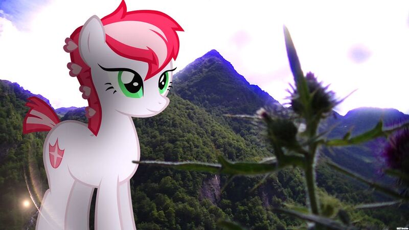 Size: 1024x576 | Tagged: safe, artist:bastbrushie, artist:vbastv, derpibooru import, oc, oc:olga ulfstig, earth pony, pony, irl, moutain, photo, plant, ponies in real life