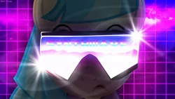 Size: 1024x576 | Tagged: safe, artist:bastbrushie, artist:vbastv, derpibooru import, coco pommel, earth pony, pony, 80s, glasses, outrun, synthwave