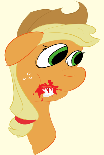 Size: 1009x1500 | Tagged: applejack, artist:dashusethetrashcan, derpibooru import, food, ketchup, not blood, safe, sauce