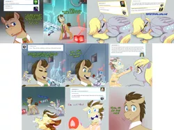 Size: 3006x2254 | Tagged: safe, artist:jitterbugjive, derpibooru import, derpy hooves, doctor whooves, time turner, oc, oc:neosurgeon, pony, lovestruck derpy, cube, doctor who, error, glitch, key, sonic screwdriver