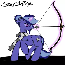 Size: 600x600 | Tagged: safe, artist:skydreams, derpibooru import, oc, oc:starshine, unofficial characters only, pony, unicorn, archery, arrow, bow, clothes, dungeons and dragons, female, mare, pen and paper rpg, rpg, scarf, tabletop game