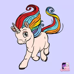 Size: 1024x1024 | Tagged: artist needed, safe, derpibooru import, rainbow dash, earth pony, original species, pony, unicorn, app, artwork, before it was cool, beta, beta generation, colored, fanart, g1, multicolored hair, not mlp, painting, rainbow hair, solo, unreleased, watermark