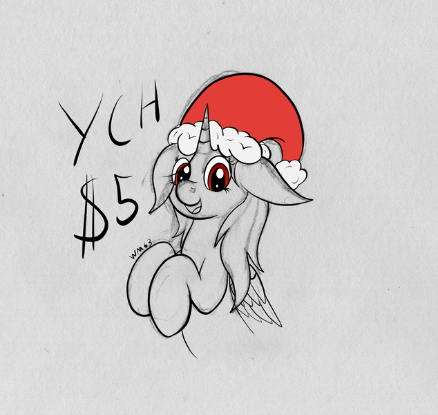 Size: 1893x1792 | Tagged: safe, artist:wapamario63, derpibooru import, oc, unofficial characters only, pony, christmas, commission, floppy ears, hat, holiday, santa hat, solo, your character here