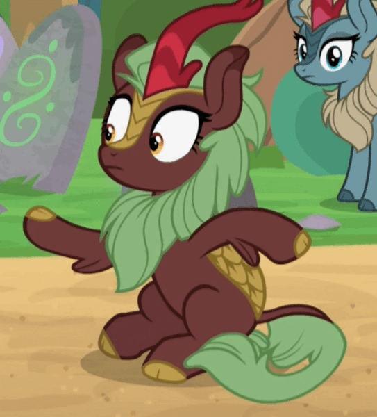 Size: 578x639 | Tagged: animated, background kirin, charades, cinderbetes, cinder glow, cloven hooves, club can't handle me, cropped, cute, derpibooru import, edit, edited screencap, female, flailing, gif, hooves, kirin, leg fluff, loop, noodle arms, perfect loop, quadrupedal, safe, screencap, silly, sitting, sounds of silence, sparkling brook, summer flare, wide eyes
