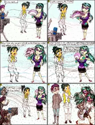 Size: 1769x2321 | Tagged: safe, artist:meiyeezhu, derpibooru import, cleopatra jazz, coffee rush, juniper montage, human, equestria girls, movie magic, spoiler:eqg specials, acting, actress, anime, big breasts, blushing, boots, breasts, busty juniper montage, camera, cleavage, clothes, coat, cold, comic, commercial, cooling fan, director, electric fan, fur coat, glasses, gloves, high heels, humanized, jacket, katrina hadley, miniskirt, mobile phone, old master q, parody, phone, pigtails, ponytail, reference, scarf, shivering, shoes, skirt, snow, snowfall, trenchcoat, twintails, vest, waving, wind, windy, winter, winter outfit