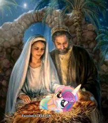 Size: 2388x2737 | Tagged: safe, artist:rsa.fim, derpibooru import, princess flurry heart, pony, blasphemy, christmas, dank memes, god is dead, holiday, mary, religious, shitposting