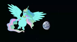 Size: 1214x658 | Tagged: alicorn, artist needed, centaur, chubbylestia, conjoined, derpibooru import, earth, end of the world, fat, fusion, multiple heads, princess celestia, safe, source needed, spread wings, taur, two heads, two heads are better than one, useless source url, wat, whoa nelly, wings