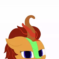 Size: 894x894 | Tagged: artist:shoophoerse, aura, derpibooru import, head, kirin, kirin oc, looking at you, menacing, oc, oc:magma flow, safe, simple background, solo, white background