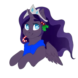 Size: 2000x2000 | Tagged: safe, artist:dollpone, derpibooru import, oc, oc:princess crystal, alicorn, pony, bust, candy, candy cane, female, food, mare, portrait, solo