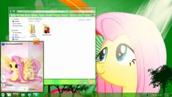 Size: 1600x900 | Tagged: safe, derpibooru import, fluttershy, pony, buttons, desktop, female, mare, microsoft, panel, smiling, windows, windows 7, windows 7 skin, windows 7 theme