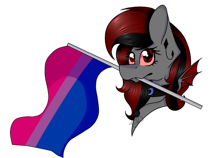 Size: 700x519 | Tagged: safe, artist:chazmazda, derpibooru import, oc, alicorn, bat pony, earth pony, pegasus, pony, unicorn, bisexual, bisexual pride flag, bust, commission, flag, portrait, pride, pride flag, solo, your character here