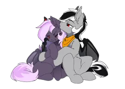 Size: 3072x2172 | Tagged: safe, artist:arctic-fox, derpibooru import, oc, oc:sak, oc:stormdancer, bat pony, pony, vampire, 2020 community collab, derpibooru community collaboration, bat pony oc, bat wings, female, image, male, mare, png, sakancer, shipping, simple background, stallion, straight, transparent background, wings