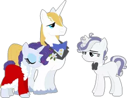 Size: 748x578 | Tagged: safe, artist:klawiee, derpibooru import, prince blueblood, rarity, oc, oc:silk touch, pony, unicorn, alternate hairstyle, base used, blank flank, bowtie, family, female, male, mare, offspring, parent:prince blueblood, parent:rarity, parents:rariblood, rariblood, shipping, simple background, straight, transparent background