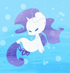 Size: 977x1015 | Tagged: safe, artist:typhwosion, derpibooru import, rarity, seapony (g4), unicorn, my little pony: the movie, beady eyes, cute, ear piercing, earring, female, jewelry, necklace, pearl necklace, piercing, raribetes, seaponified, seapony rarity, solo, species swap, underwater