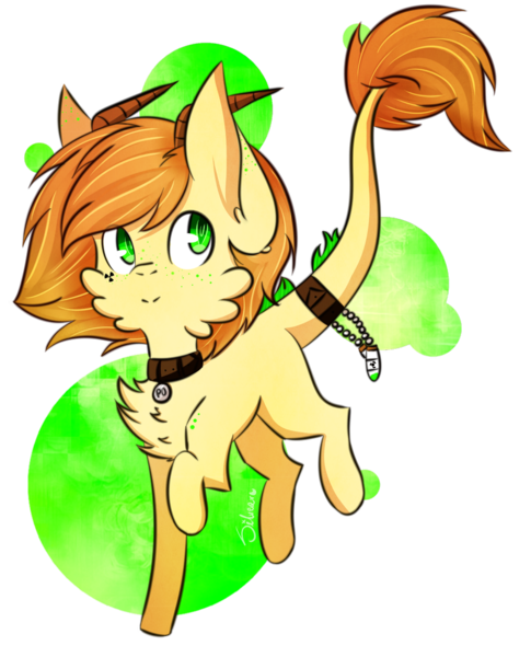 Size: 804x994 | Tagged: safe, artist:silveer-moon, derpibooru import, oc, oc:polonium, ponified, unofficial characters only, object pony, original species, pony, cheek fluff, chest fluff, collar, cute, element pony, horn, male, radioactive, raised hoof, simple background, solo, stallion, transparent background