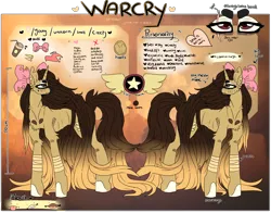 Size: 6000x4699 | Tagged: safe, artist:fluffideer, derpibooru import, oc, oc:warcry, unofficial characters only, pony, unicorn, bow, colored hooves, female, freckles, hair bow, hair over one eye, horn, long mane, mare, reference sheet, unicorn oc