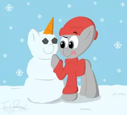 Size: 892x807 | Tagged: safe, derpibooru import, oc, pony, commission, snow, snowman, snowpony, solo, winter, your character here