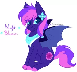 Size: 1142x1062 | Tagged: safe, artist:frostedpuffs, derpibooru import, oc, oc:night blossom, unofficial characters only, bat pony, pony, female, mare, simple background, solo, white background