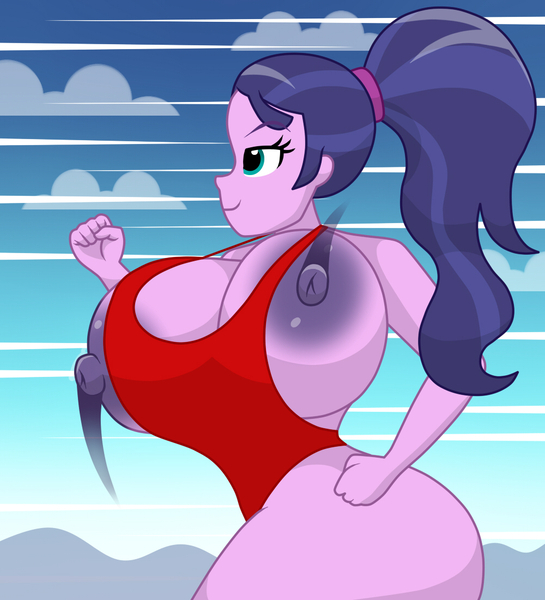 Size: 1000x1100 | Tagged: questionable, artist:mashoart, derpibooru import, baewatch, equestria girls, areola, bedroom eyes, big areola, big breasts, big nipples, bouncing, bouncing breasts, breasts, busty baewatch, calm your tits, clothes, curvy, female, huge breasts, impossibly large breasts, large butt, lifeguard, nipple slip, nipples, nudity, one-piece swimsuit, running, solo, solo female, swimsuit, the ass was fat, wardrobe malfunction
