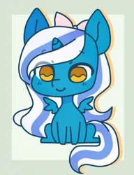 Size: 342x446 | Tagged: adorabelle, adorable face, alicorn, alicorn oc, artist:thomazkat, bow, chibi, cute, derpibooru import, female, hair bow, horn, mare, oc, oc:fleurbelle, safe, smiling, wings, yellow eyes