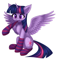 Size: 1890x1929 | Tagged: safe, artist:avrameow, derpibooru import, twilight sparkle, twilight sparkle (alicorn), alicorn, pony, blushing, chest fluff, clothes, cute, digital art, female, mare, simple background, sitting, socks, solo, stockings, striped socks, thigh highs, transparent background, twiabetes