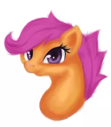 Size: 1536x1748 | Tagged: safe, artist:sa-loony, derpibooru import, scootaloo, pony, head, simple background, solo