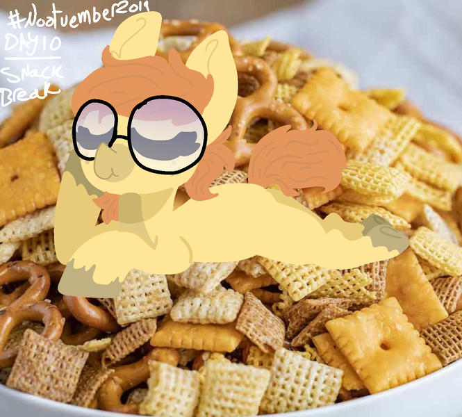 Size: 1640x1480 | Tagged: safe, artist:nootaz, derpibooru import, oc, oc:dee twenty, earth pony, pony, bowl, cheez-it, female, food, irl, laying on stomach, mare, nootvember, nootvember 2019, photo, pretzel, snacks, solo