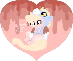 Size: 1159x979 | Tagged: safe, artist:nootaz, derpibooru import, oc, oc:nootaz, oc:sugar plump, unofficial characters only, pegasus, pony, unicorn, clothes, female, filly, heart, hoodie, nootvember, nootvember 2019, simple background, solo, transparent background