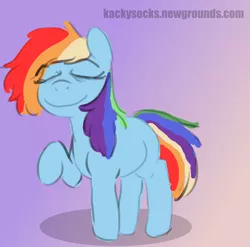 Size: 3708x3664 | Tagged: safe, artist:kackysocks, derpibooru import, rainbow dash, pegasus, pony, female, mare, raised hoof, shameless advertising, smug, wingless