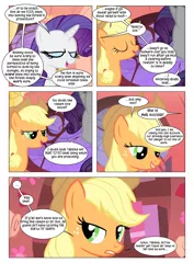 Size: 868x1228 | Tagged: applejack, artist:dziadek1990, comic, comic:sunny day, conversation, derpibooru import, dialogue, dungeons and dragons, edit, edited screencap, food, golden oaks library, library, look before you sleep, paper, pen and paper rpg, rarity, rpg, safe, screencap, screencap comic, slice of life, tabletop game, text, twilight sparkle, vampire