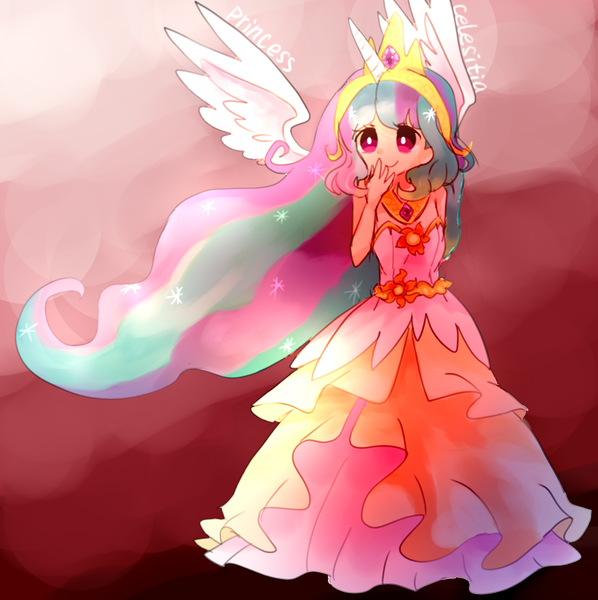 Size: 1195x1200 | Tagged: artist:sea, clothes, crown, cute, cutelestia, derpibooru import, dress, female, horn, horned humanization, human, humanized, jewelry, pixiv, princess celestia, regalia, safe, solo, winged humanization, wings