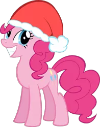 Size: 8800x11224 | Tagged: safe, alternate version, artist:mrkat7214, derpibooru import, pinkie pie, earth pony, pony, absurd resolution, christmas, cute, female, grin, hat, holiday, mare, santa hat, simple background, smiling, solo, transparent background, vector