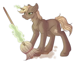 Size: 3726x2988 | Tagged: safe, artist:amazing-artsong, derpibooru import, oc, oc:sweeper, unofficial characters only, pony, unicorn, broom, digital art, female, high res, magic, male, simple background, solo, stallion, transparent background