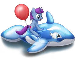 Size: 1010x791 | Tagged: safe, artist:bladedragoon7575, derpibooru import, oc, oc:mobian, orca, pony, unicorn, whale, balloon, commission, cute, floaty, inflatable, inflatable toy, pool toy, riding, simple background, transparent background, ych result